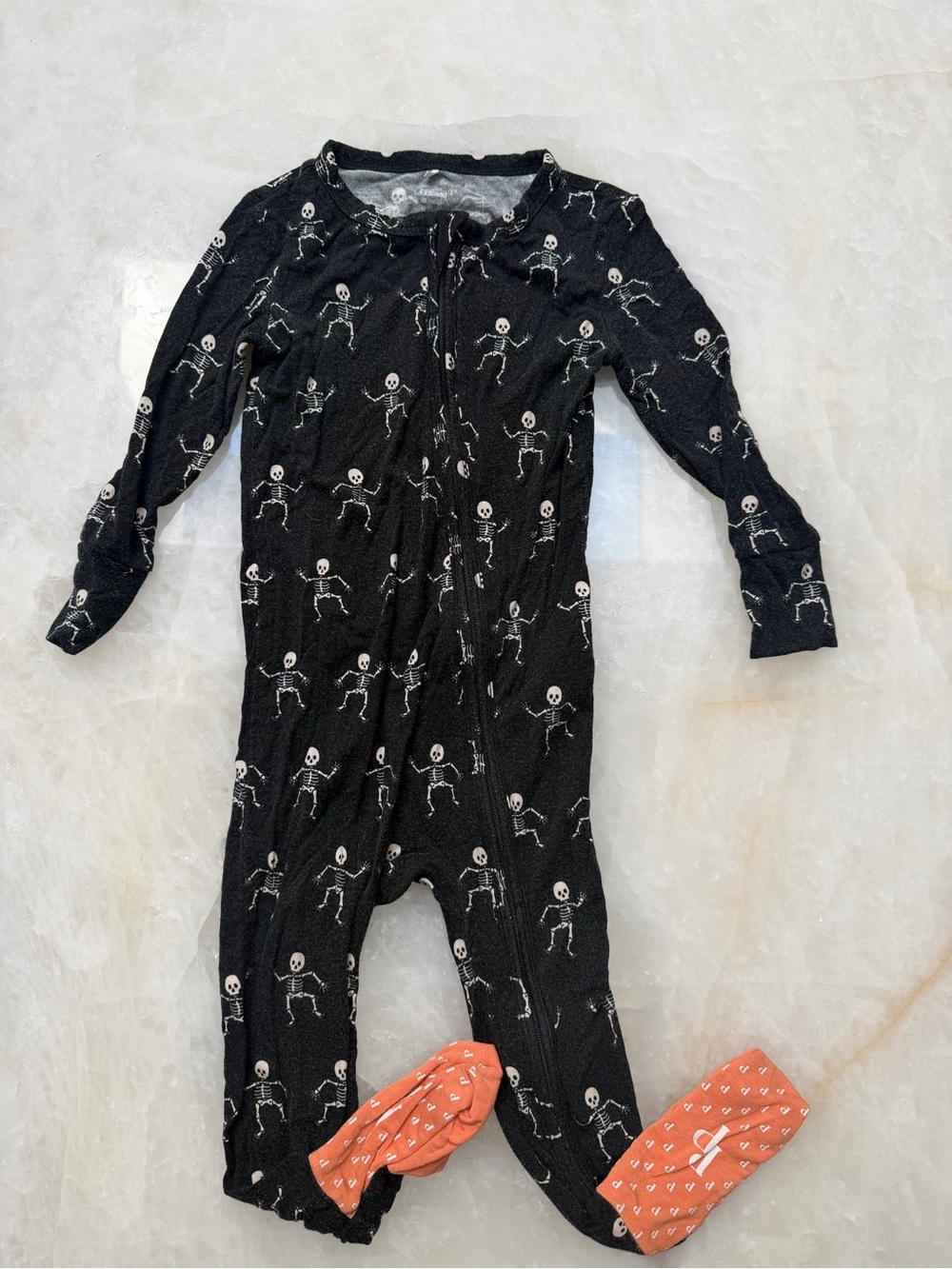 Posh Peanut Black Skeleton Print footie One-Piece Pajama